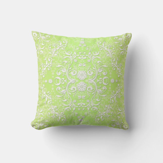 Almofada Xantocróico Chartreuse Floral Damask (Frente)