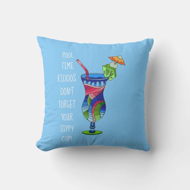 Almofada Xícara de algodão (azul), Piscina branca (Frente)