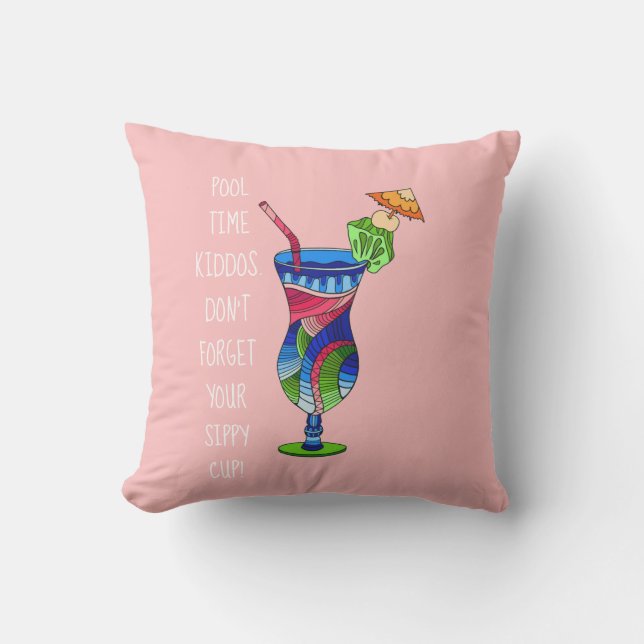 Almofada Xícara de algodão (rosa), Piscina branca (Frente)