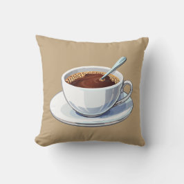 Almofada Xícara de café branca em um pires cheio de café