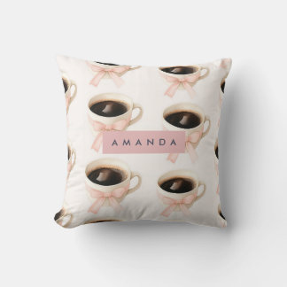 Almofada Xícara de Café Fofa Personalizada Padrão Coquette