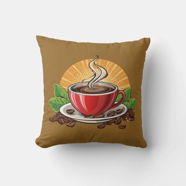 Almofada Xícara de café vermelha (Frente)