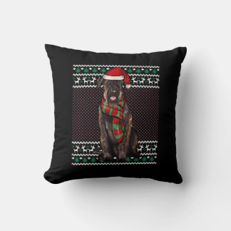 Almofada Xmas Giant Schnauzer Cachorro Santa Chapéu Feio Na
