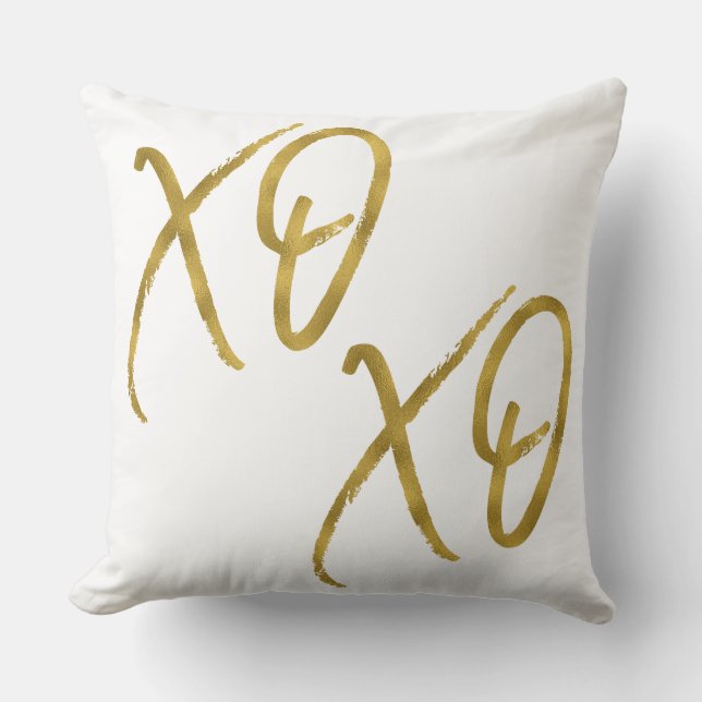 Almofada XO XO Hugs and Kisses Love Faux Gold Foil Travesse (Frente)