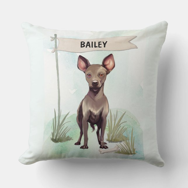 Almofada Xoloitzcuintli Aquarela Cachorro Personalizado (Frente)