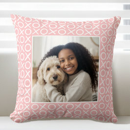 Almofada XOXO Abraços e Beijos 2 Fotos Personalizadas Rosa 