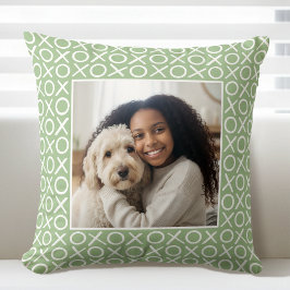 Almofada XOXO Abraços e Beijos 2 Fotos Personalizadas Verde