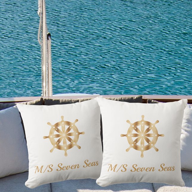 Almofada Yacht branco nome do barco Ouro volante costeiro (Criador carregado)