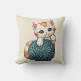 Almofada Yarn Play - Travesseiro decorativo de gatinho