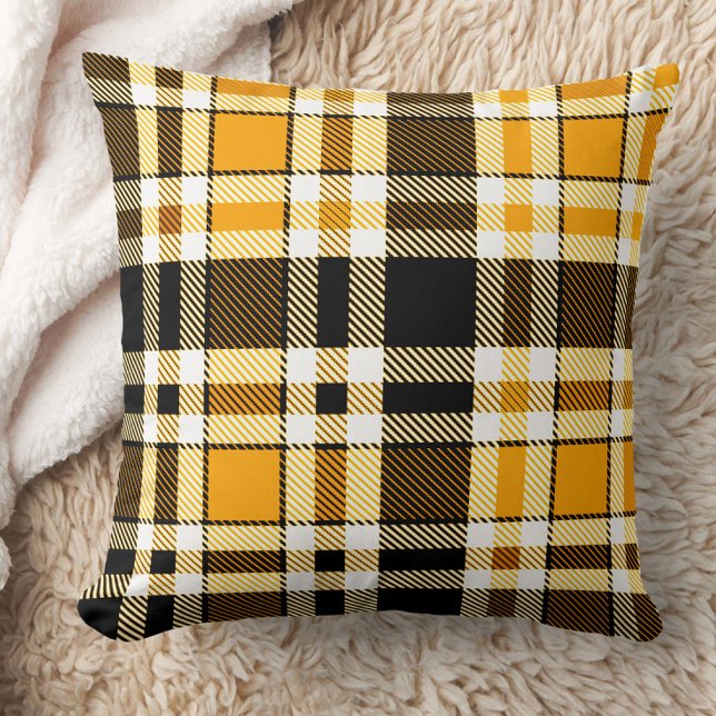 Almofada Yellow Black White Flannel Tartan Pattern Design  (Criador carregado)