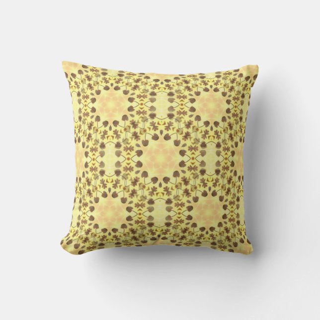Almofada Yellow Floral Abstract Throw Pillow (Frente)