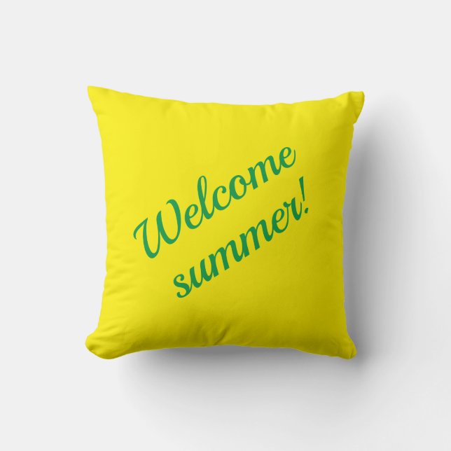 Almofada Yellow & green, Welcome summer!  Throw Pillow (Frente)