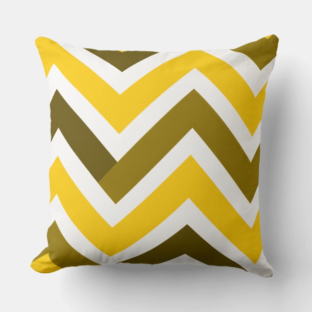 Almofada Yellow Olive Chevron Geometric Pattern (Frente)