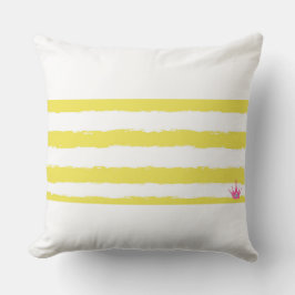 Almofada Yellow stripes and a pink crown Throw Pillow