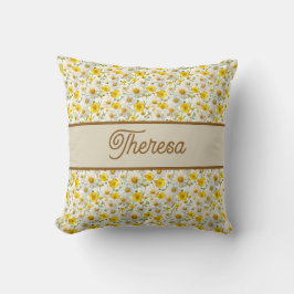 Almofada Yellow Wildflowers Pattern Monogram Name