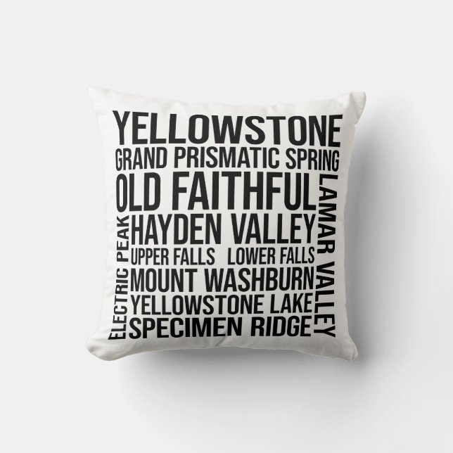 Almofada Yellowstone National Park Word Art Typografia (Frente)