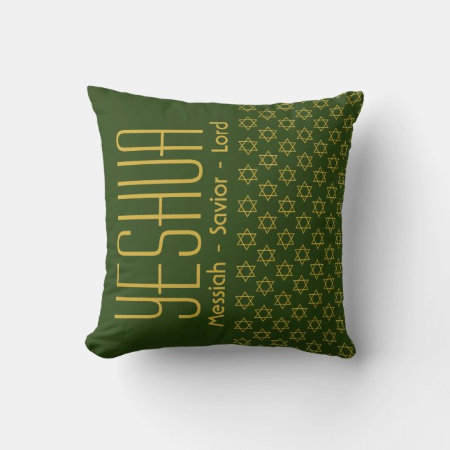 Almofada YESHUA Messiah Savior Lord Custom Modern GREEN (Frente)