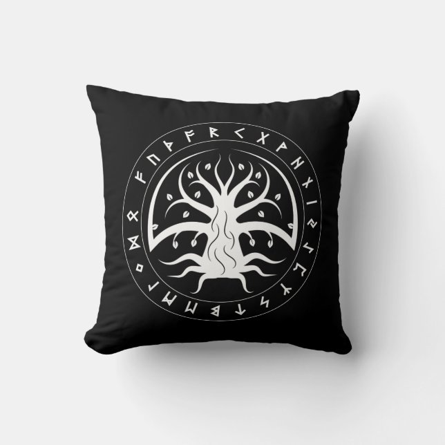 Almofada Yggdrasil Circle Runes Throw Pillows (Frente)