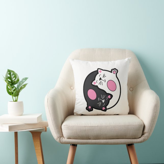 Almofada Yin Yang Gatos Adormecidos em Preto e Branco  (Cadeira)