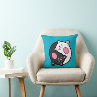 Almofada Yin Yang Gatos Adormecidos em Preto e Branco 