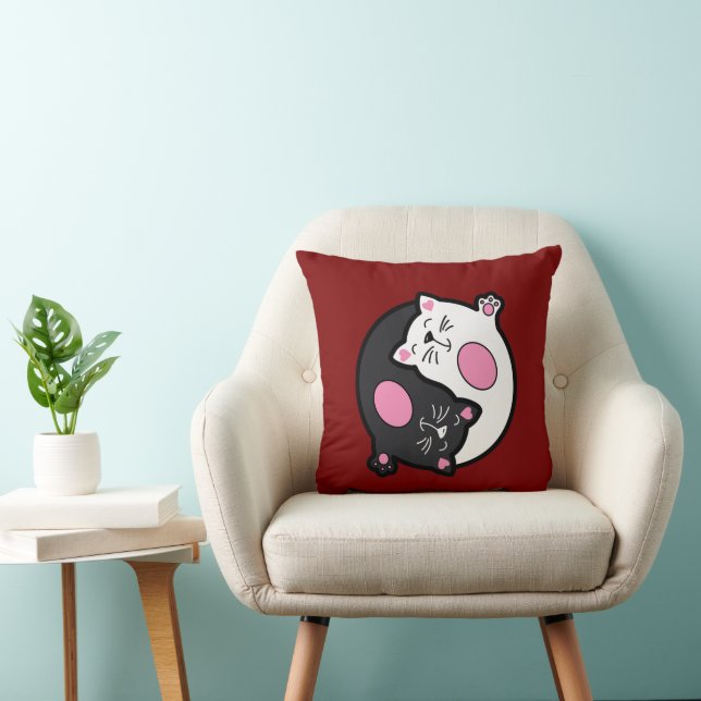 Almofada Yin Yang Gatos Adormecidos em Preto e Branco  (Cadeira)