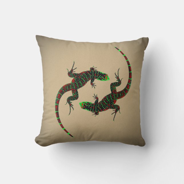 Almofada Yin Yang Lizards Brown (Frente)