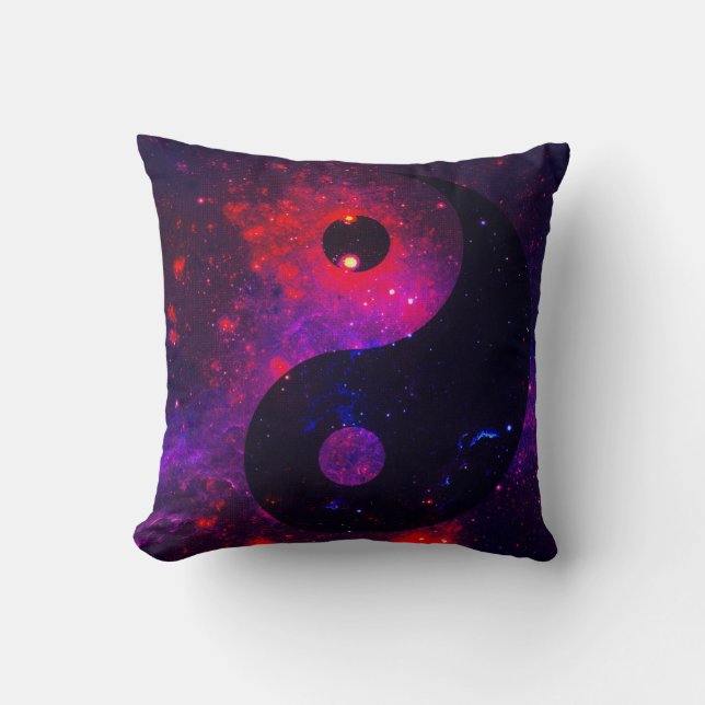 Almofada Yin Yang Poeira Estelar Azul Roxo Vermelho (Frente)