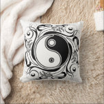 Almofada Yin & Yang Symbol Black and White Tattoo Style<br><div class="desc">Decorative Ying Yang Symbol Psychedelic Black and White Tattoo Style Art Design. Originally created with Hi Quality Vector Graphic Art Copyright BluedakArt TheChameleonArt.</div>