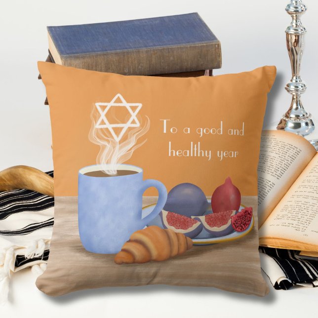 Almofada Yom Kippur Quebra-Jejum: Café, Romãs  (Criador carregado)
