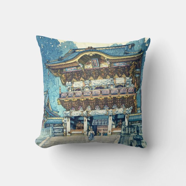 Almofada Yomeimon Gate, Hiroshi Yoshida, Woodcut (Frente)
