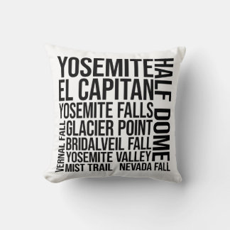 Almofada Yosemite National Park Typografia Word Art