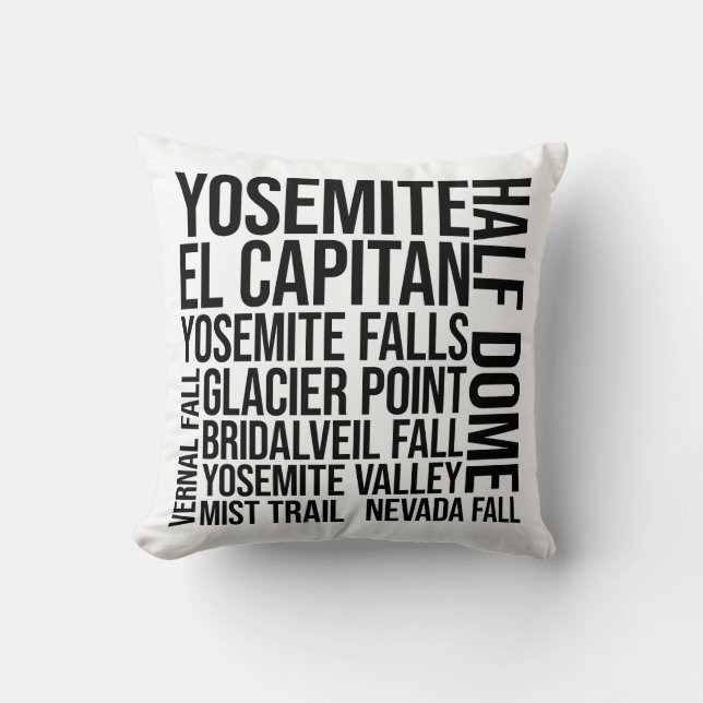 Almofada Yosemite National Park Typografia Word Art (Frente)