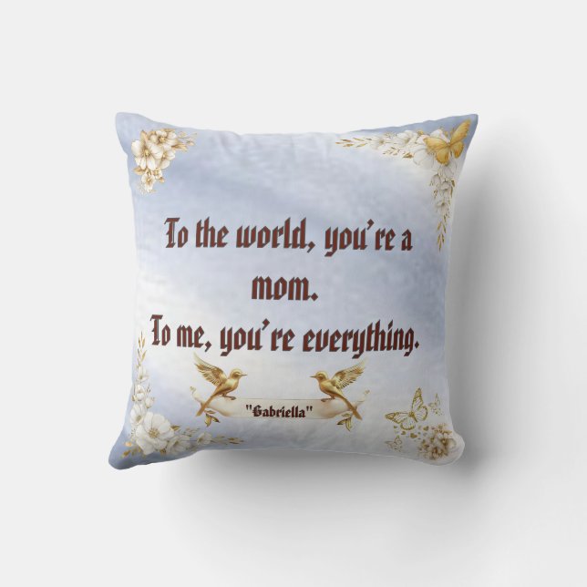 Almofada "You Are Everything" Mom Sky Blue Floral Pillow (Verso)