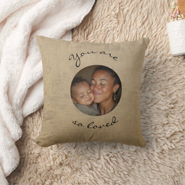 Almofada You Are Loved Personalized Photo Throw Pillow (Cobertor)