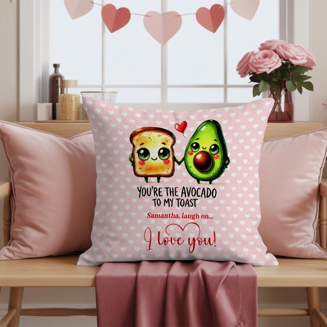 Almofada You are the avocado to my toast Valentine's gift (Personalized Funny Valentine Pillow Cartoon Food)