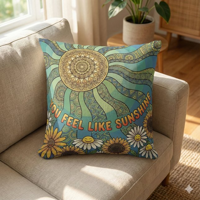 Almofada You Feel Like Sunshine Photo Throw Pillow (Empower someone special with this, "You feel like sunshine" photo pillow! )