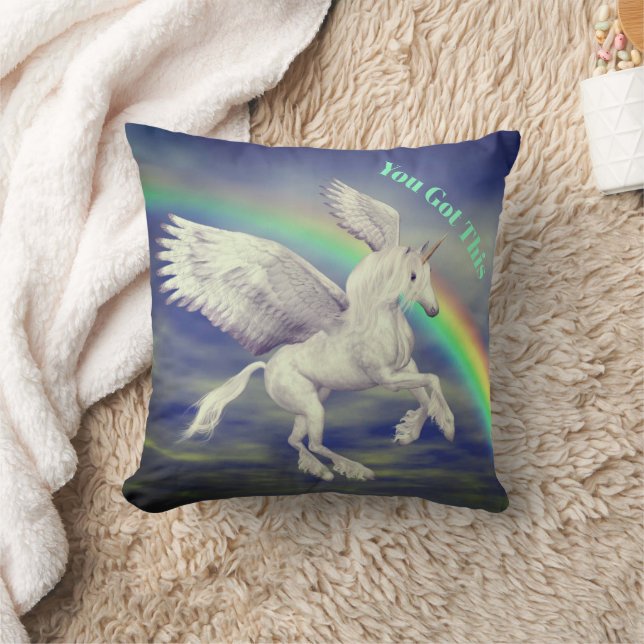 Almofada You Got This Flying Unicorn Rainbow Inspirational (Cobertor)