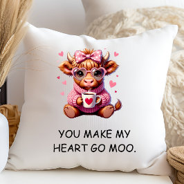 Almofada You Make My Heart Go Moo Funny Valentines  Day