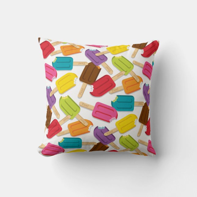 Almofada Yum! Travesseiro do Popsicle - QUADRADO (branco) (Frente)