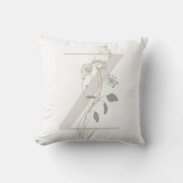 Almofada Z inicial com flor de cor suave