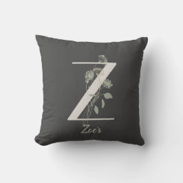 Almofada Z inicial com flor de cor suave personalizada