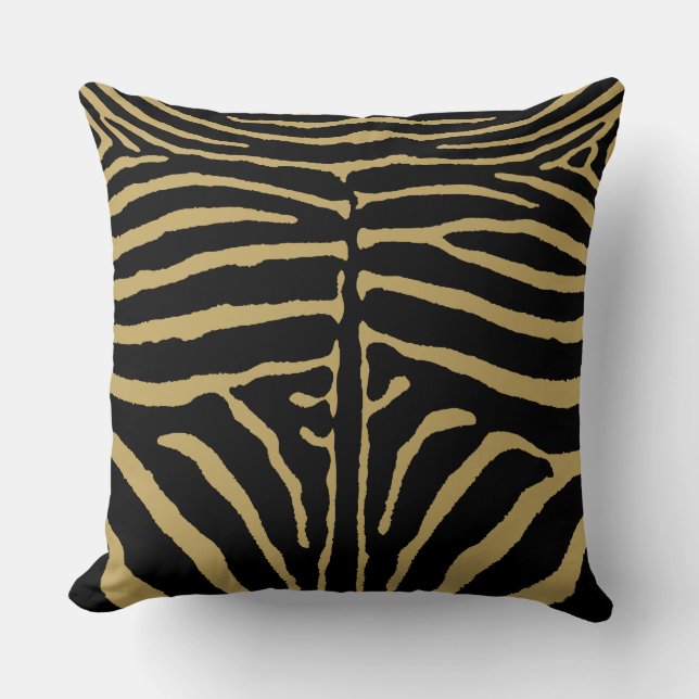 Almofada Zebra em preto e Dourado (Frente)