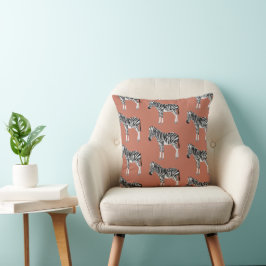 Almofada Zebra Exótica Animal Patterna Terracotta