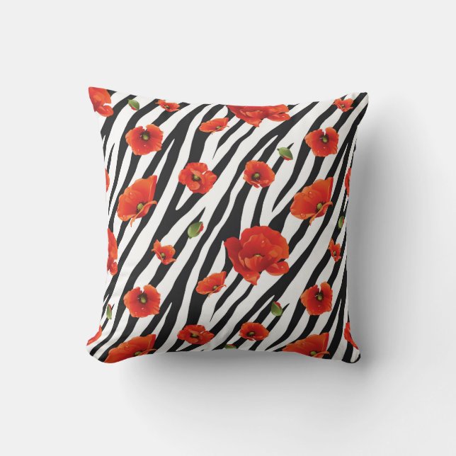 Almofada zebra floral: padrão uniforme. (Frente)
