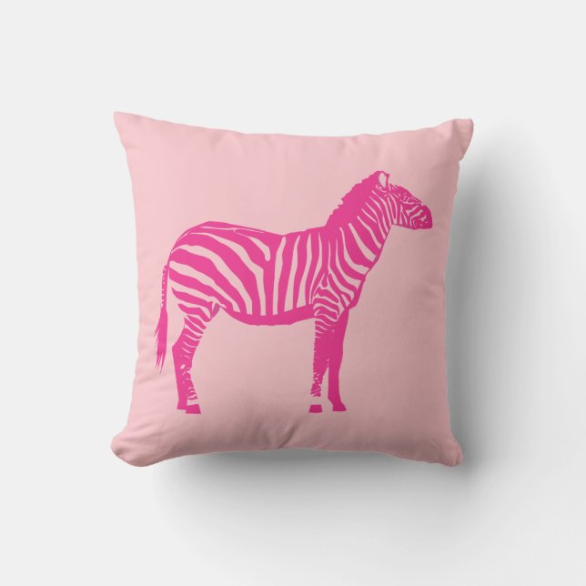 Almofada Zebra - Fuchsia e rosas claro (Frente)