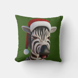 Almofada Zebra Furiosa Animal Vestindo Santa Hat