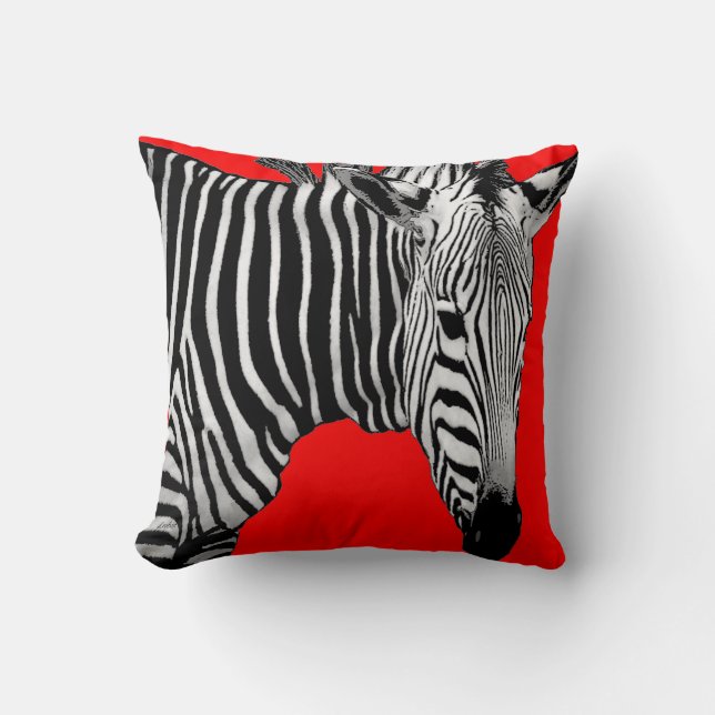 Almofada Zebra no vermelho - personalize a cor (Frente)