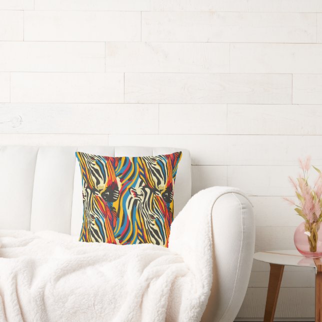 Almofada Zebra Pattern Rainbow Stripes (Sofá)