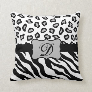 Almofada Zebra Preta e Branca e Pele Cheeta Personalizada