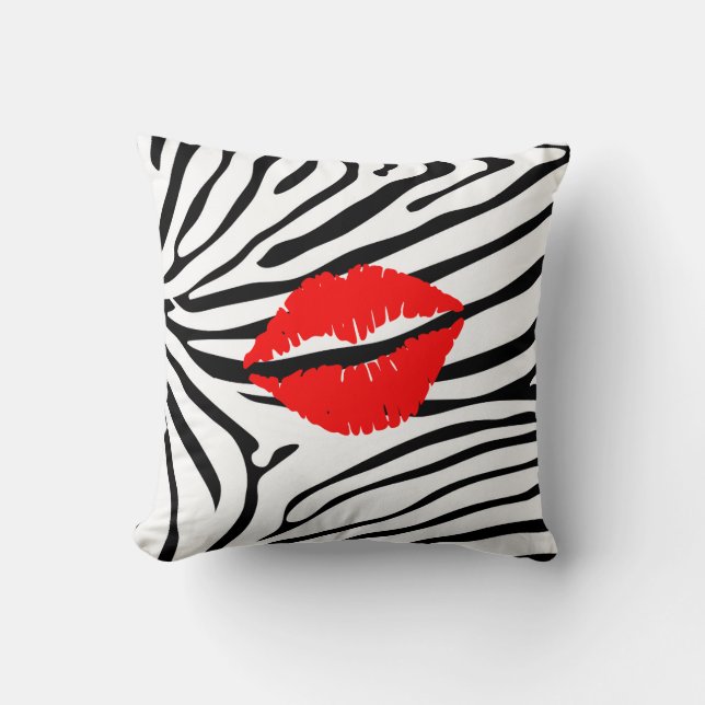 Almofada Zebra Print Red Lipstick Girly (Frente)